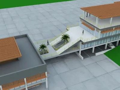 CAteen attached with  office Free 3D model