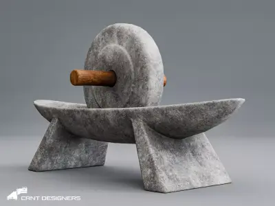 Ancient Stone Grinder Low-poly 3D model