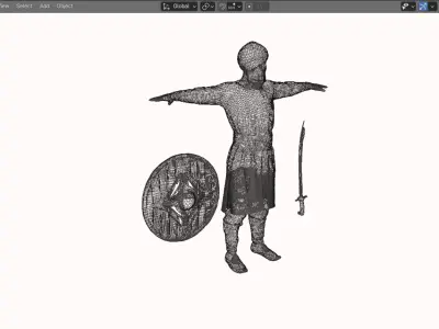 Realistic Arabian Desert Warrior 3D Model  Rigged  Game Ready Low-poly 3D model 2