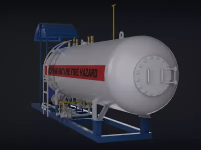 LPG Propane-Butane Fuel Station Low-poly 3D model