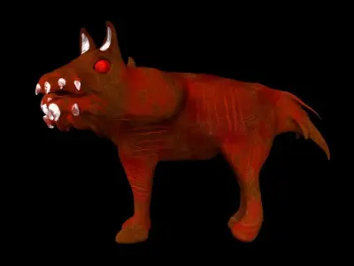 Cerberus demon with glowing eyes Low-poly 3D model