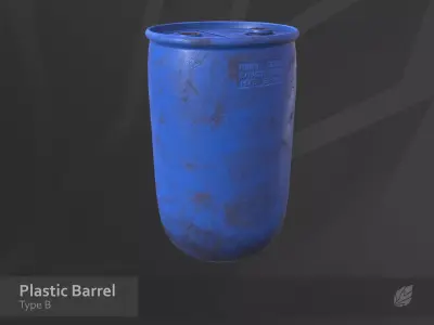 Plastic Barrel - Type B Low-poly 3D model