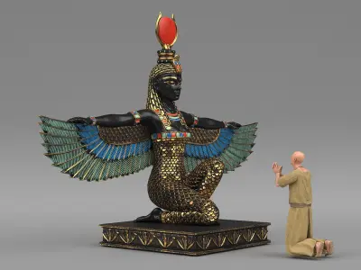 Ancient Priest Worships the Egyptian Goddess Isis 3D model