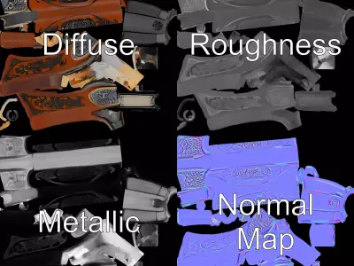 Elegant Wooden Rifle model pack Low-poly 3D model