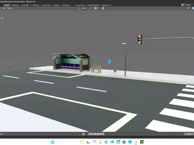 bus stop city assets Free low-poly 3D model