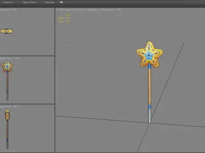 Cartoon Pentagram Wand Low-poly 3D model