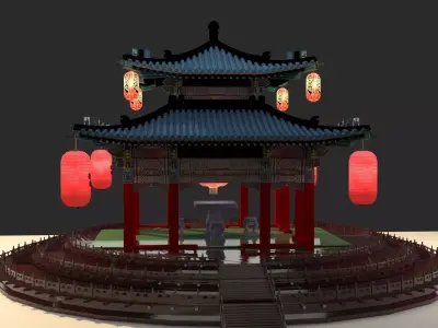 Chinese pavilion 3D model purchase