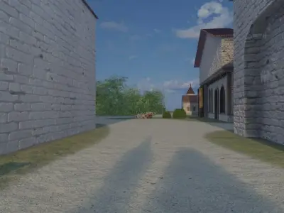 Mountain Village Landscape 3D model shop