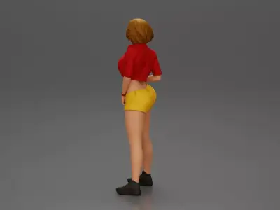 Woman Posing Boldly in Vibrant Summer Streetwear Style 3D print model