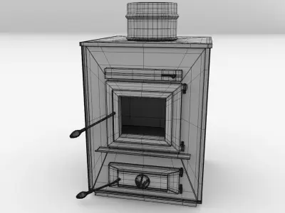 Furnace wood burning stove 3D model