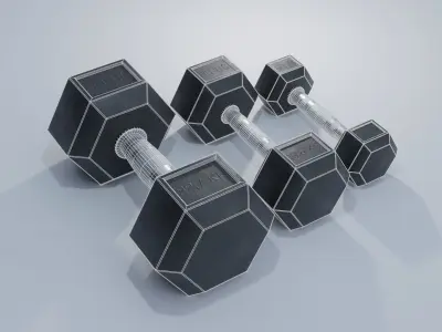 Dumbbells 4K and 2K Textures Low-poly 3D model