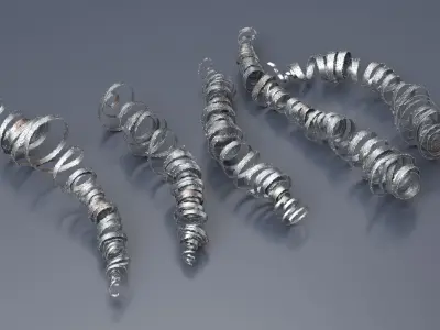Spiral Metal Shavings from Lathe Processing Silver 3D model