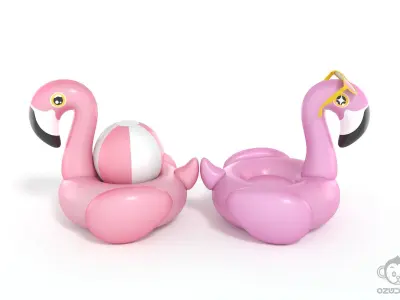 Pink Flamingo Pool Float 3D model