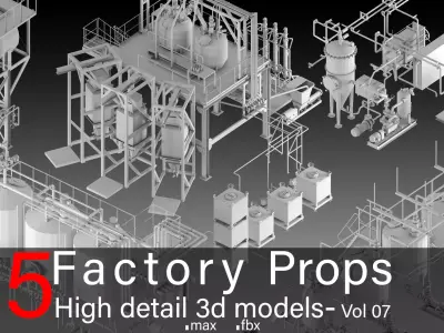 5 Factory Props- High detail 3d models- Vol 07 Low-poly 3D model