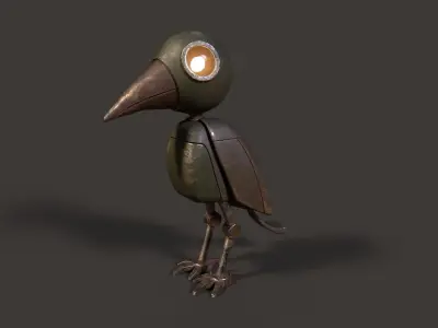 Mechanical Bird Figurine Low-poly 3D model