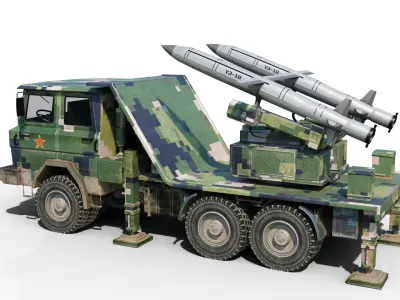 PLA Navy YJ-18 YJ18 ANTI-SHIP MISSILE Launcher Low-poly 3D model