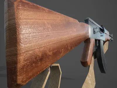 Low poly game asset - AK-47 Type 1 - PBR Low-poly 3D model
