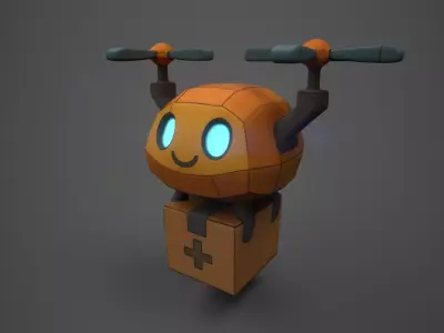Low Poly Flying Delivery Drone  Low-poly 3D model