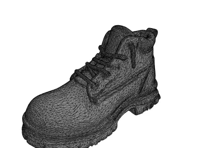 Rugged Black Work Boot 3D Model Low-poly 3D model