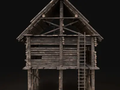 NEXT GEN AAA Forest Wooden Watchtower House Scouttower Log Cabin Free low-poly 3D model