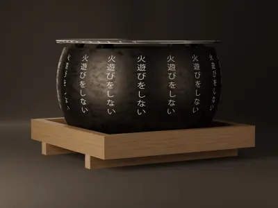 Japanese Coal Stove Low-poly 3D model