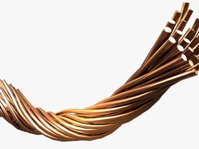 copper wire cable structure Low-poly 3D model