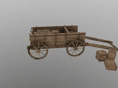  Medieval Cart  Low-poly 3D model