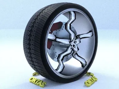 ORTAS CAR RIM 18 GAME READY RIM TIRE AND DISC 3D model