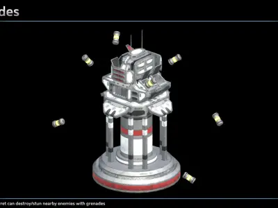 Shield and Concussion Turret Low-poly 3D model