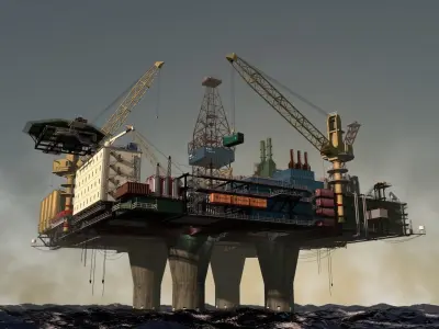 Piattaforma oil rig in middle of ocean Free 3D model