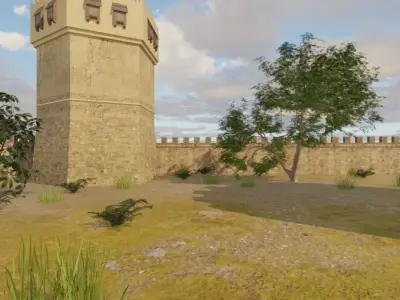 Walled Medieval Settlement 3D model purchase