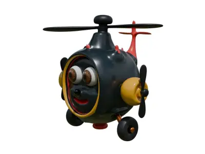 Cute Cartoon Helicopter Character Fully Rigged Low-poly 3D model