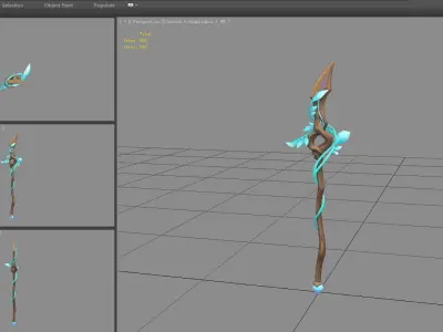 Cartoon wooden wand Low-poly 3D model