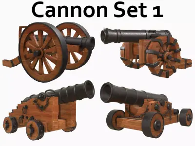 Cannon Set 1 3D Model Pack