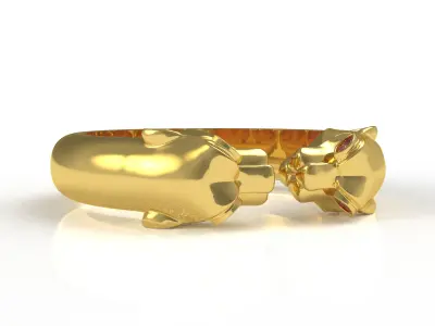 Panther Head Ring 3D print model