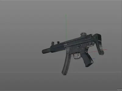 HK5-Silenced gun Free 3D model