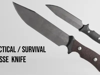 KNIFE Tactical Survival Busse Blade Low-poly 3D model