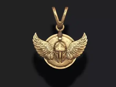Spartan helmet  shield wings pendant 3D print model