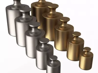 Antique Scale Weights Set Low-poly 3D model