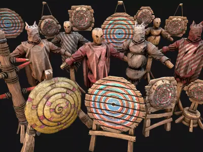 Medieval Training Camp Furniture Pack Shooting Range Target  Low-poly 3D model