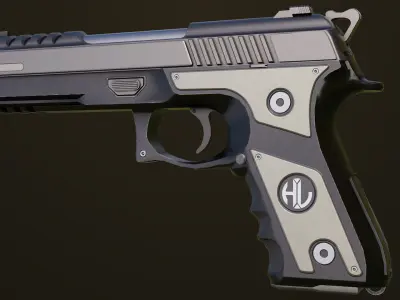 Pistol 02 Generic All PBR Unity UE Textures Included Low-poly 3D model