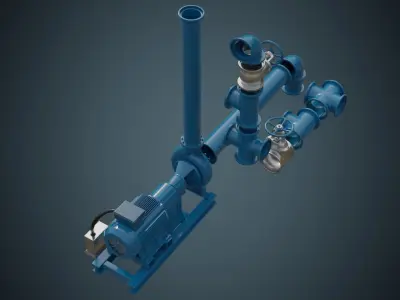 Water Pump 3A Low-poly 3D model