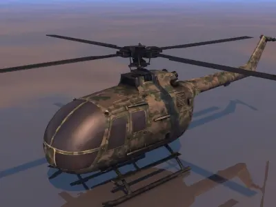 Low poly VR AR game ready military Helicopter  Low-poly 3D model