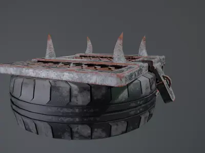 Raider Tire Chest Scrap Metal and Rubber Storage Low-poly 3D model