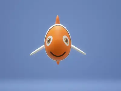 Orange Fish Low-poly 3D model
