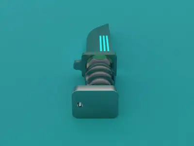 SCI-FI knife 3D model blue Low-poly 3D model