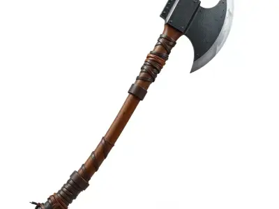 Fantasy Battle Axe Weapon Model Low-poly 3D model