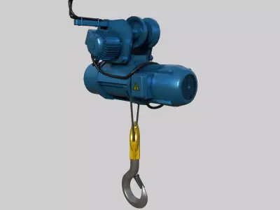 Electric Hoist Motor with Hook Assembly Low-poly 3D model