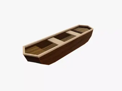 Cartoon Rowboat Low-poly 3D model
