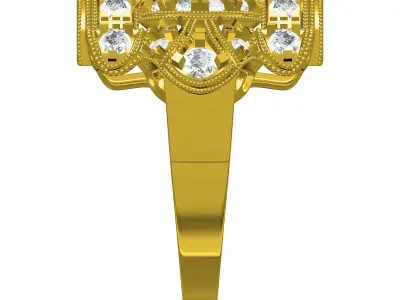 Antique Art Deco Engagement Ring 3D print model get